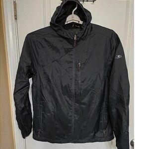 Champion Men's L Lightweight Windbreaker Jacket Gray Hooded Nylon Athletic